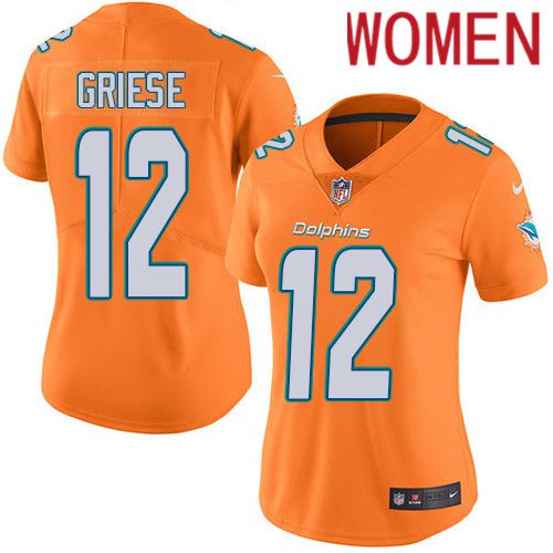 Women Miami Dolphins 12 Bob Griese Nike Orange Vapor Limited Rush NFL Jersey